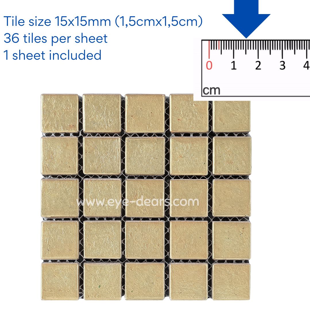Mosaic Tiles - Single Sheet Ivory Gold Leaf 15x15mm