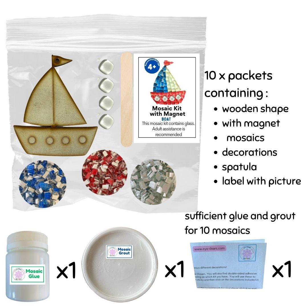 Mosaic Craft Kit with Magnet- Boat (Small)