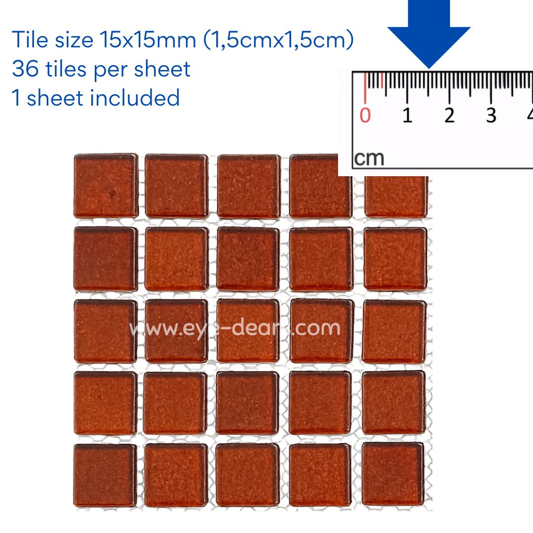 Mosaic Tiles - Single Sheet Chocolate Brown Gold Leaf 15x15mm