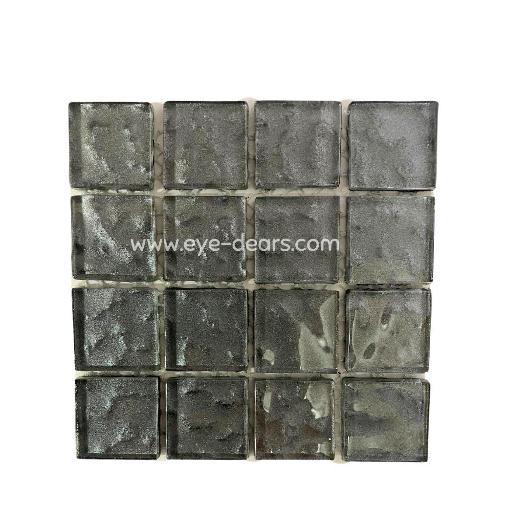 Mosaic Tiles - Single Sheet Charcoal Metallic Ripple 23x23mm