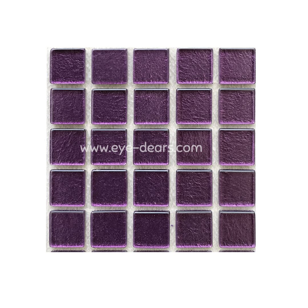 Mosaic Tiles - Single Sheet Pansy Purple Gold Leaf 15x15mm