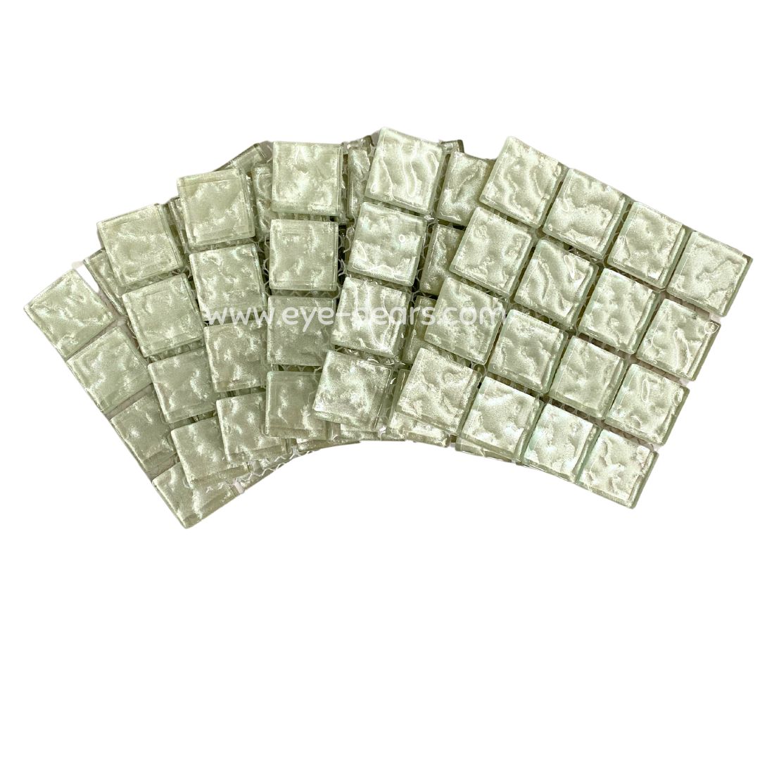 Mosaic Tiles - 10 x sheets of White Metallic Ripple 23x23mm