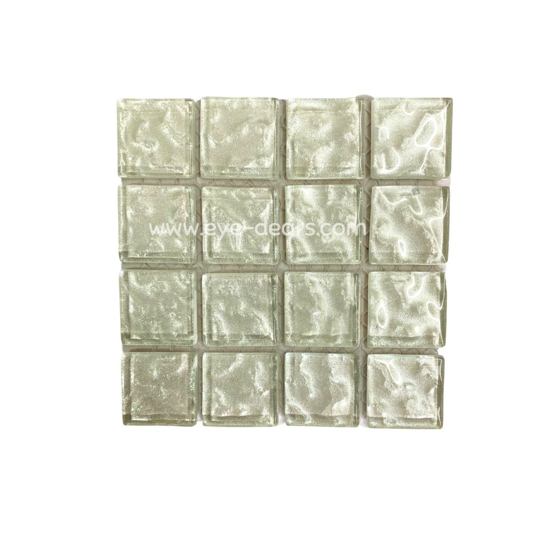 Mosaic Tiles - Single Sheet White Metallic Ripple 23x23mm