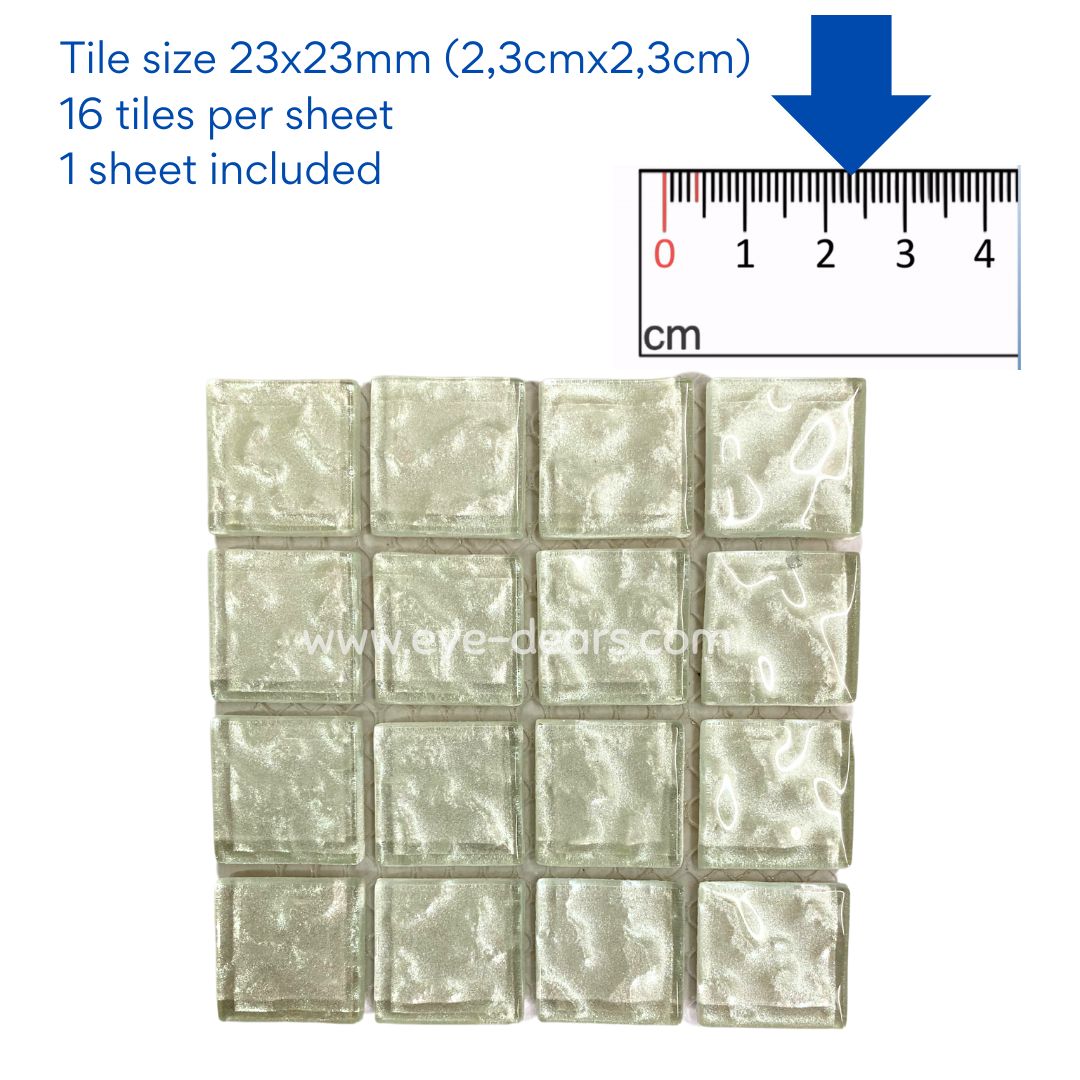 Mosaic Tiles - Single Sheet White Metallic Ripple 23x23mm