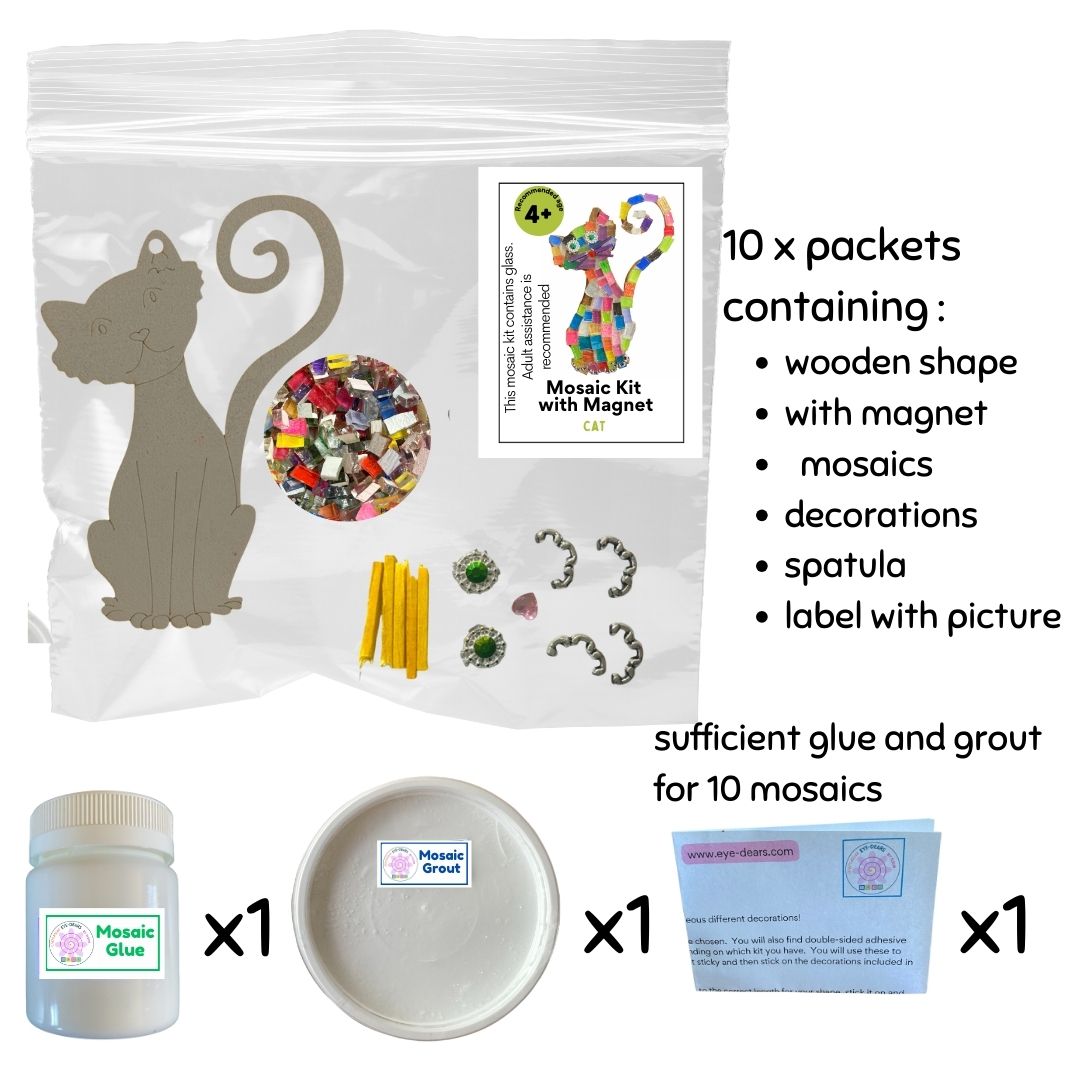 Mosaic Craft Kit with Magnet- Cat (Small)