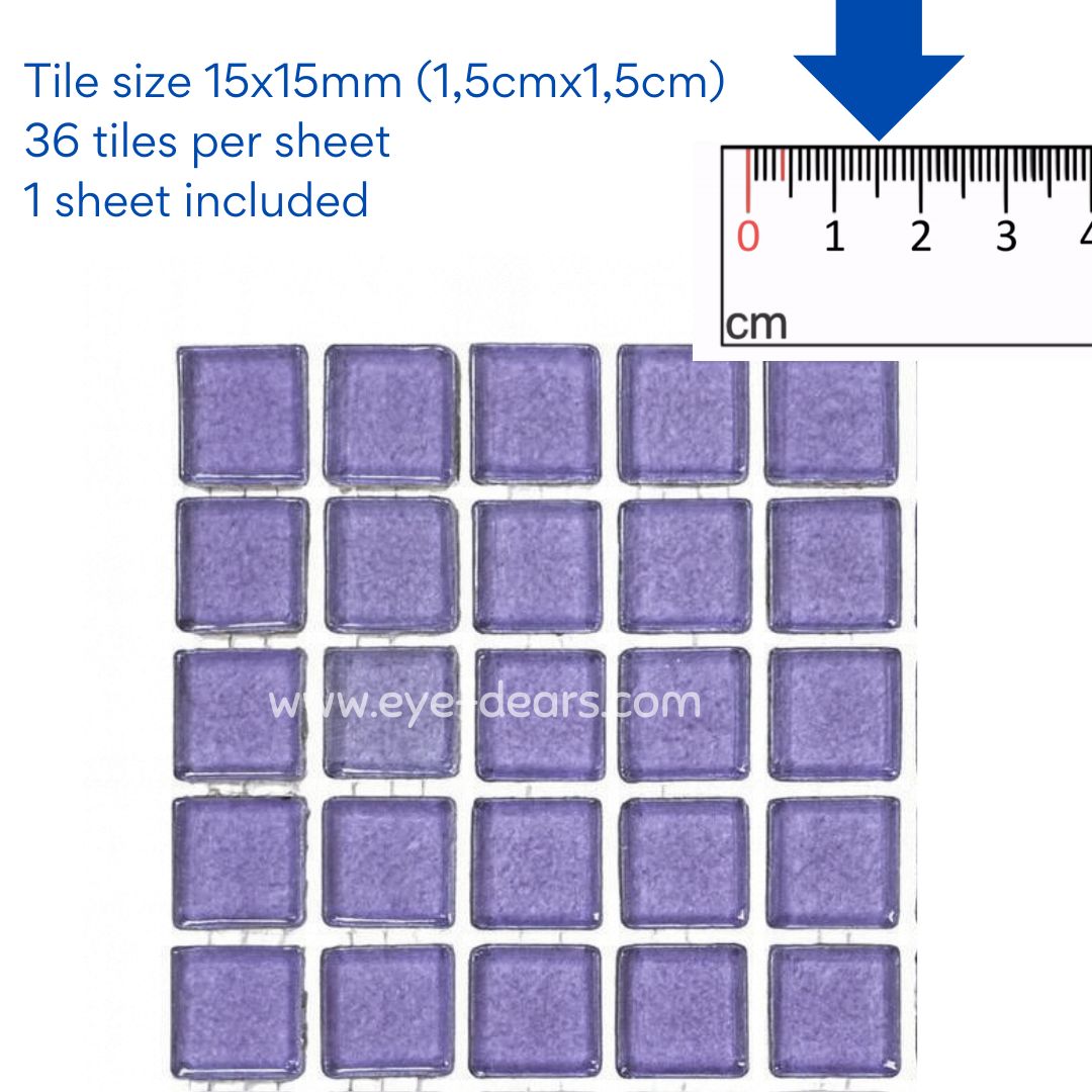Mosaic Tiles - 10 x sheets of Lavender Purple Gold Leaf 15x15mm