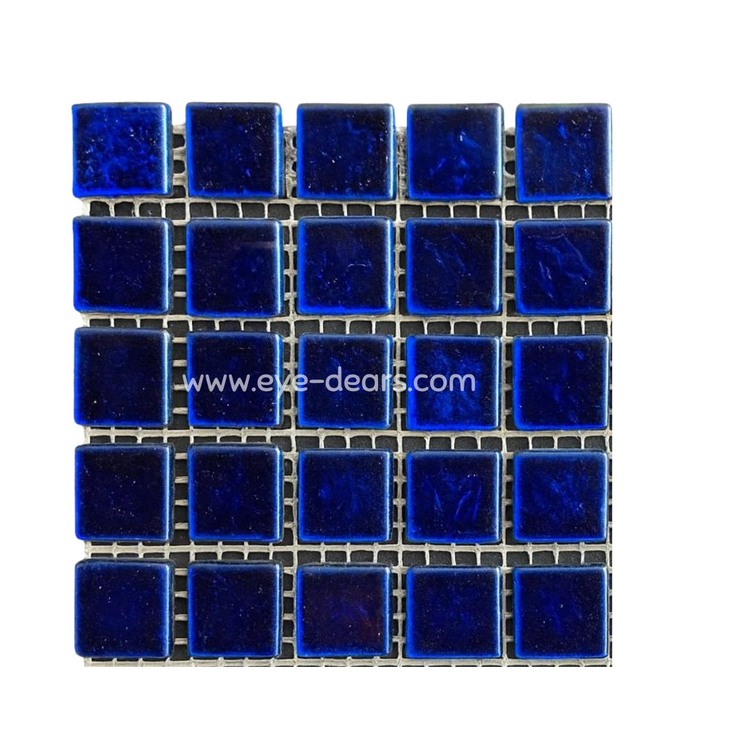 Mosaic Tiles - Single Sheet Navy Blue Gold Leaf 15x15mm