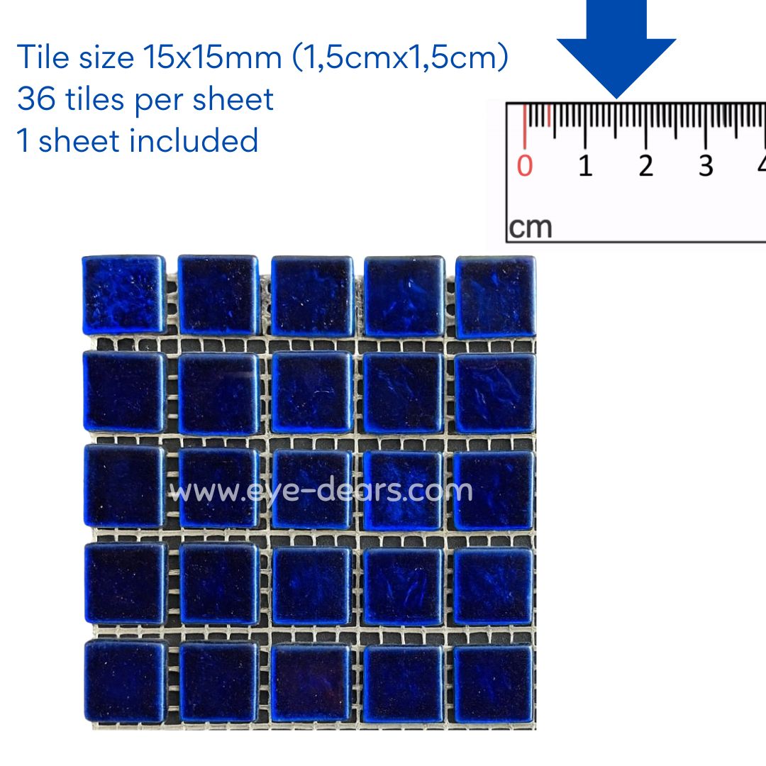 Mosaic Tiles - 10 x sheets of Navy Blue Gold Leaf 15x15mm