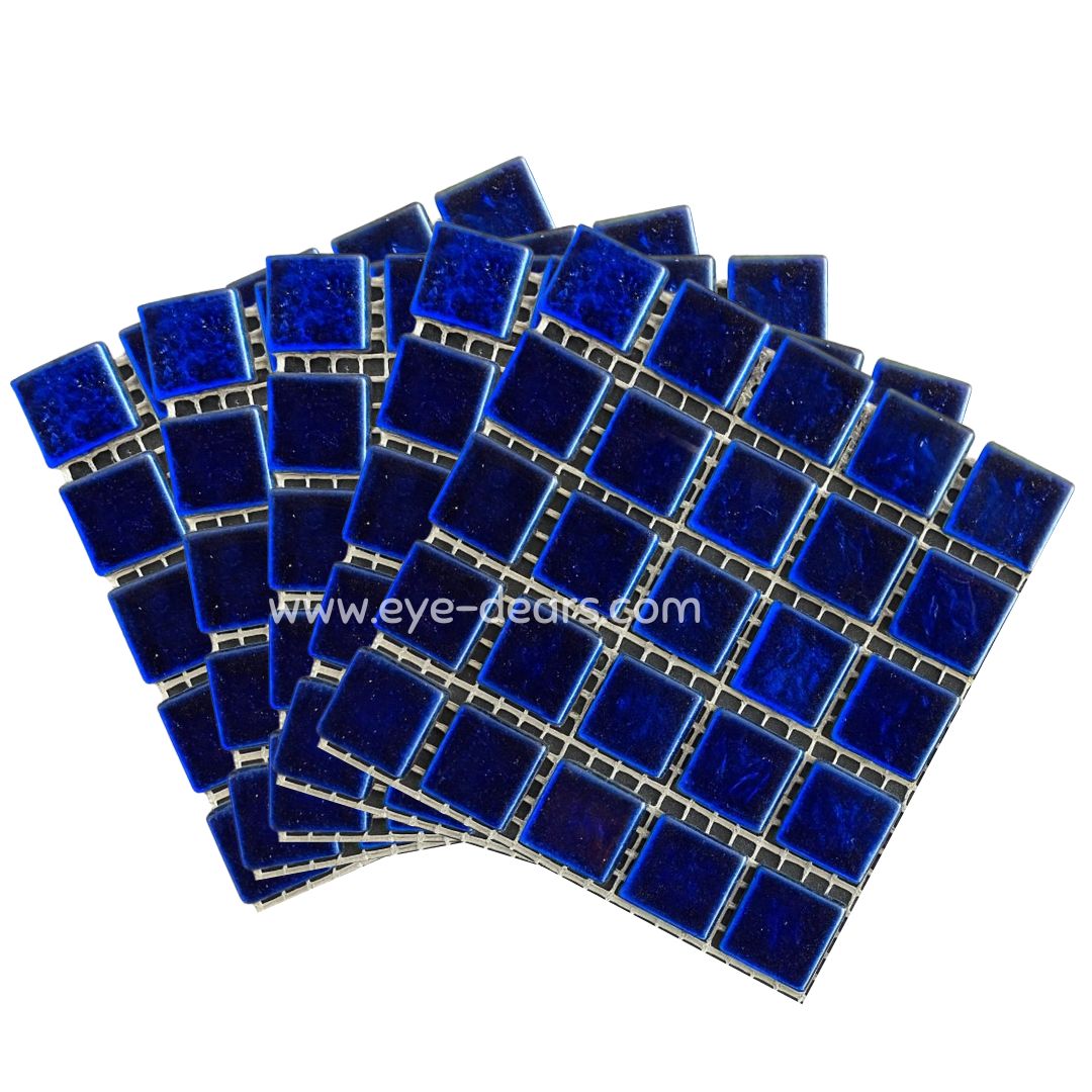 Mosaic Tiles - 10 x sheets of Navy Blue Gold Leaf 15x15mm