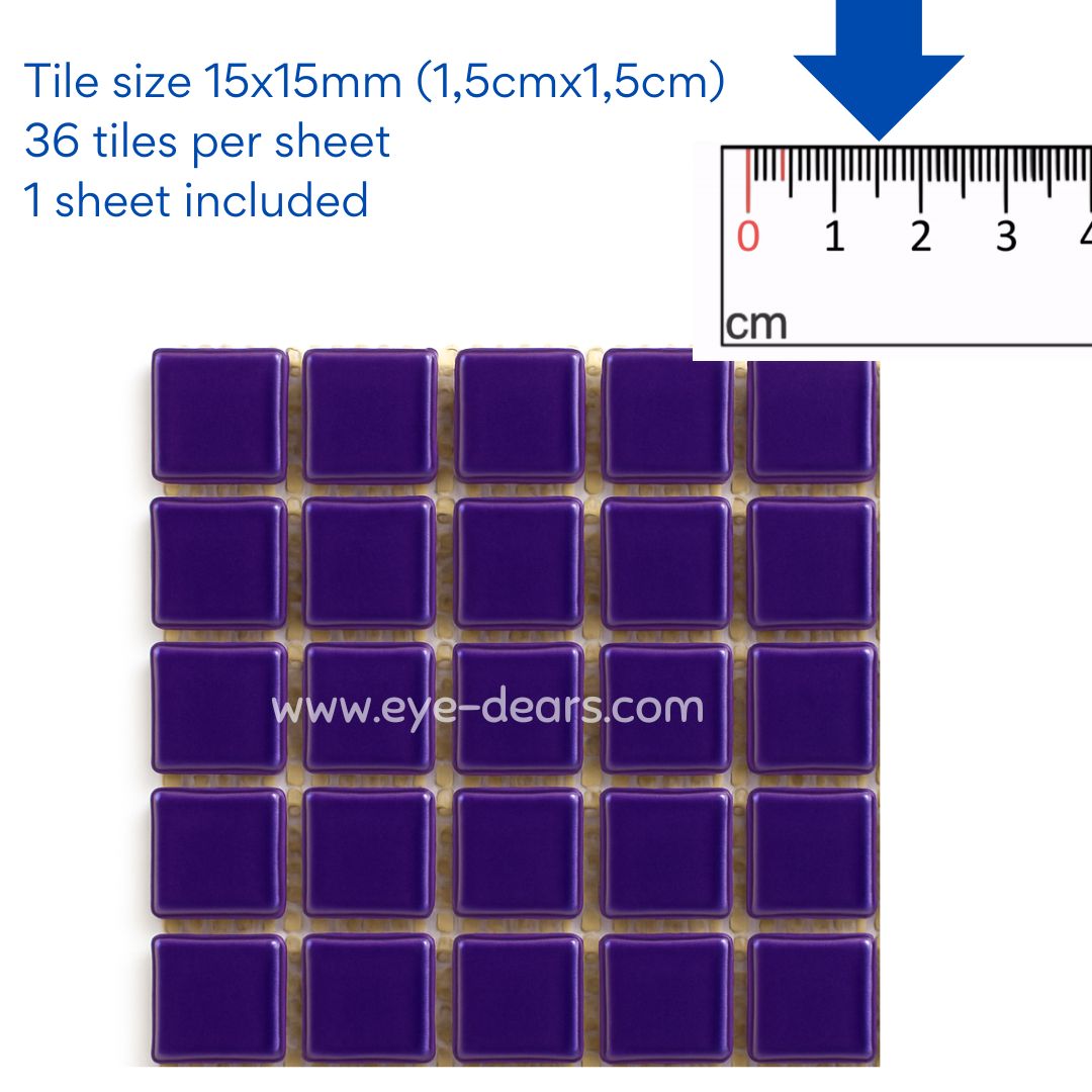 Mosaic Tiles - Single Sheet Violet Purple Gold Leaf 15x15mm