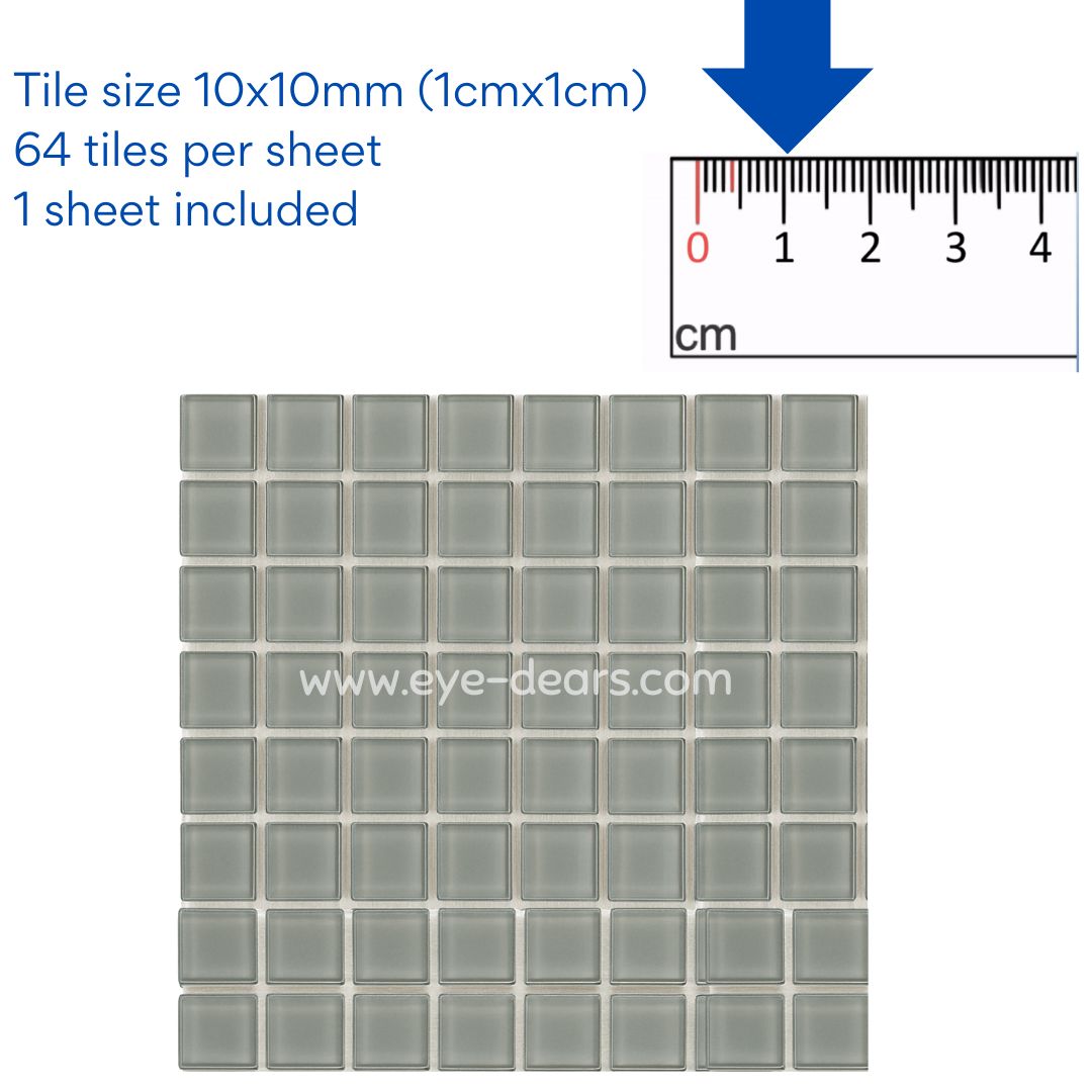 Mosaic Tiles - Dove Grey Glass 10x10mm