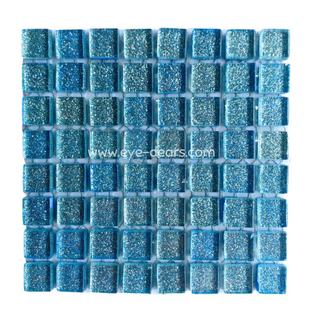 Mosaic Tiles - Single Sheet Ocean Soft Blue Glitter 10x10mm