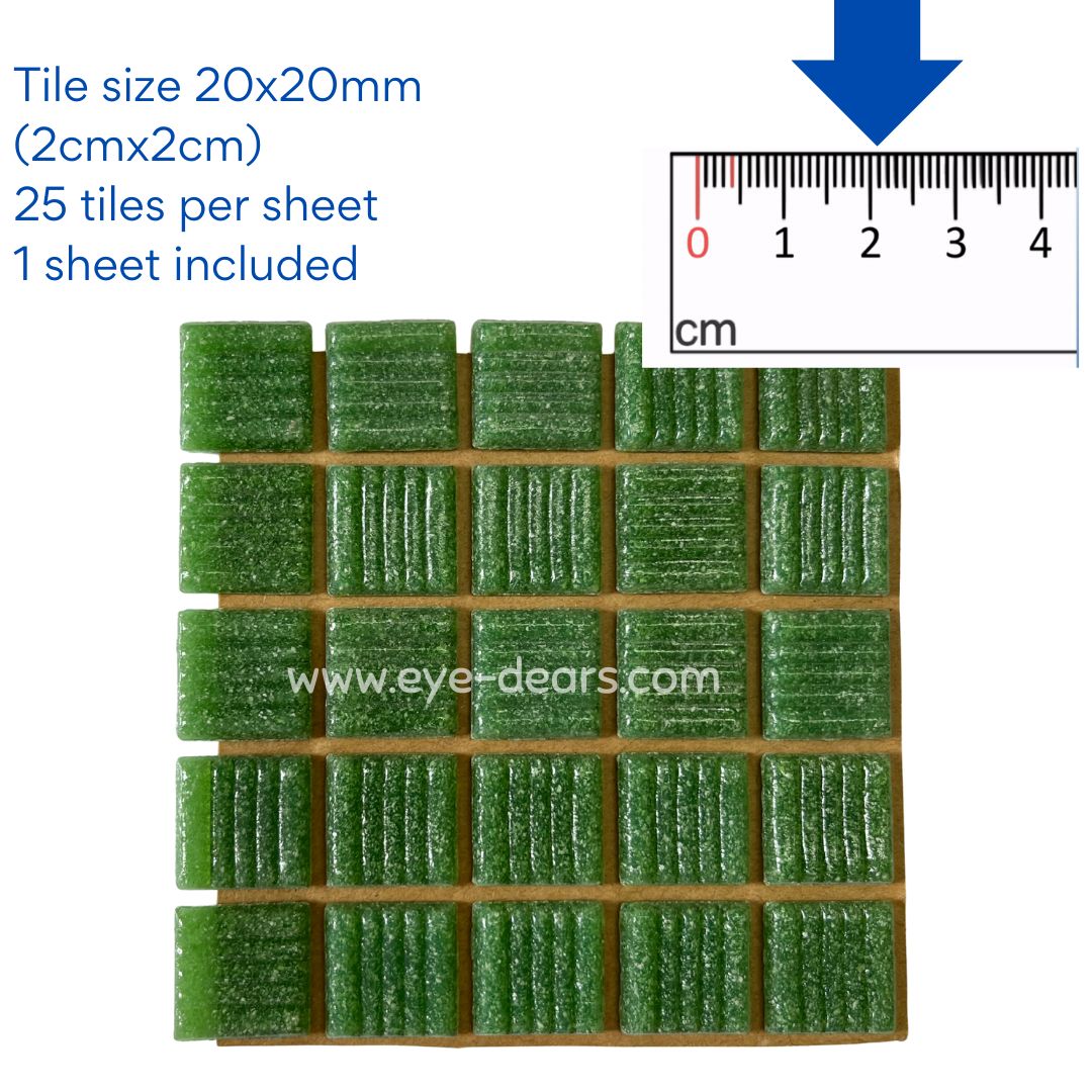 Mosaic Tiles - 10 x sheets of Turn on Texture - Amazon Green 20x20mm