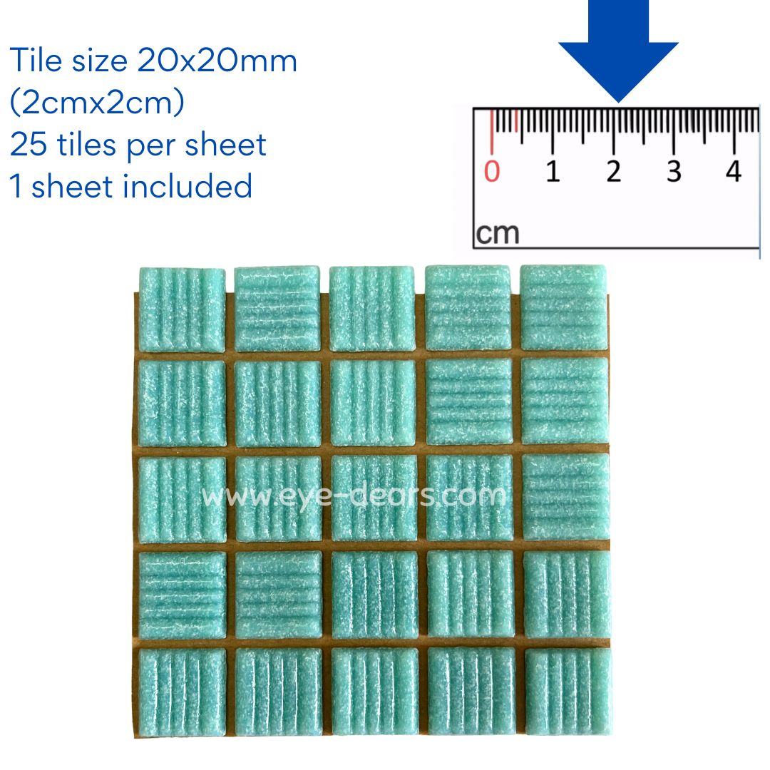 Mosaic Tiles - 10 x sheets of Turn on Texture - Turquoise 20x20mm