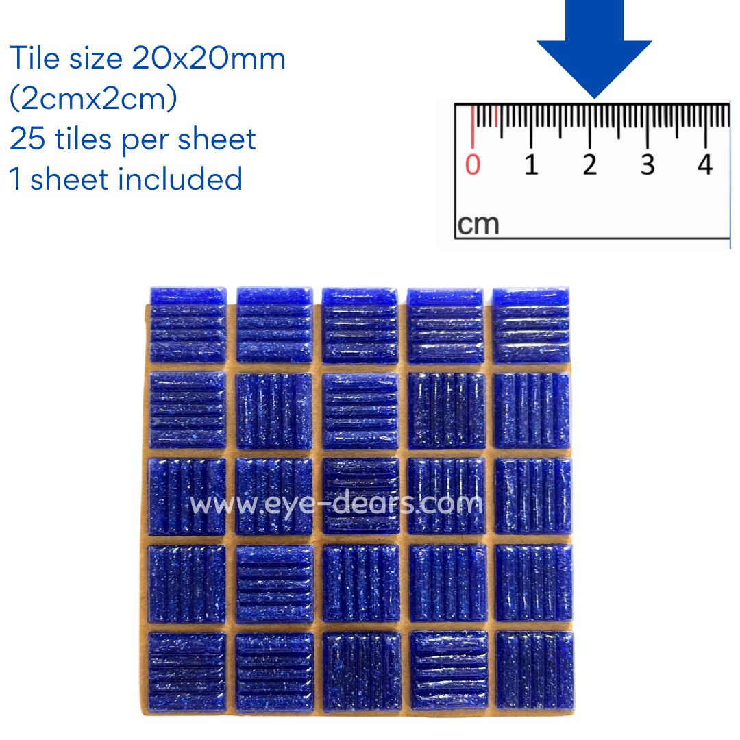 Mosaic Tiles - 10 x sheets of Turn on Texture - Royal Blue 20x20mm