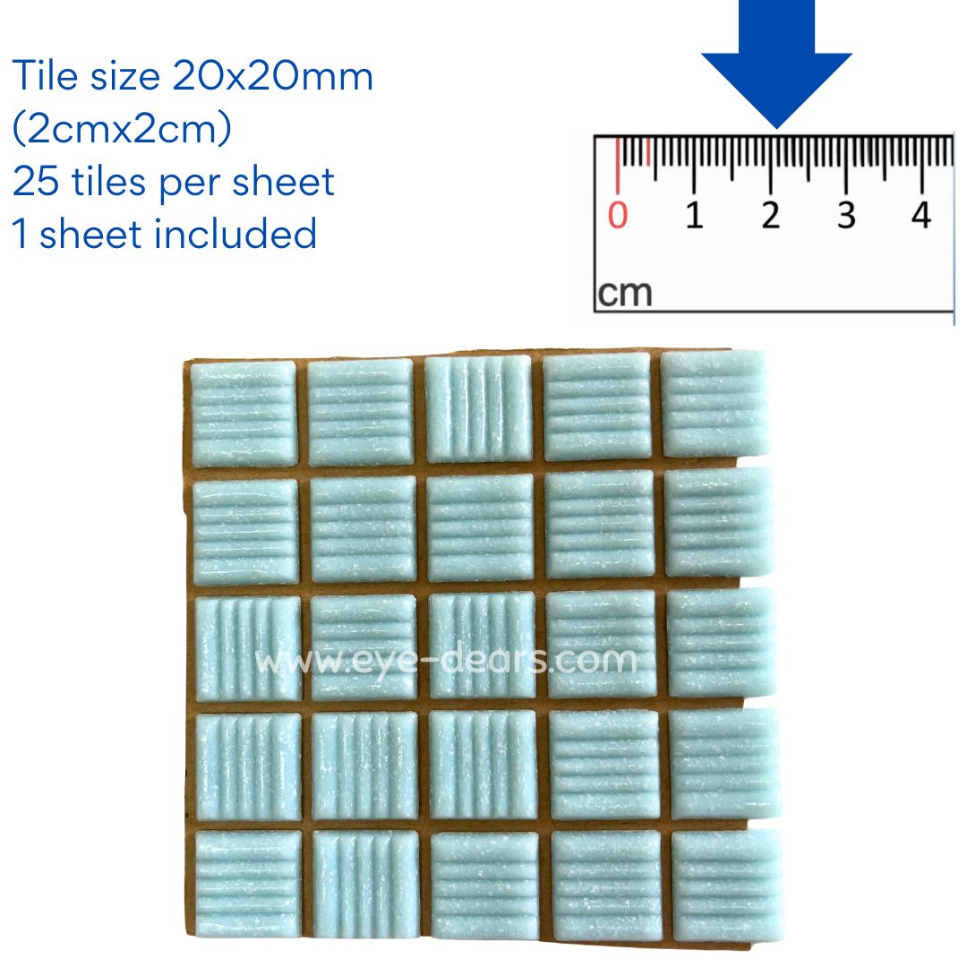 Mosaic Tiles - Single Sheet Turn on Texture - Pale Blue 20x20mm