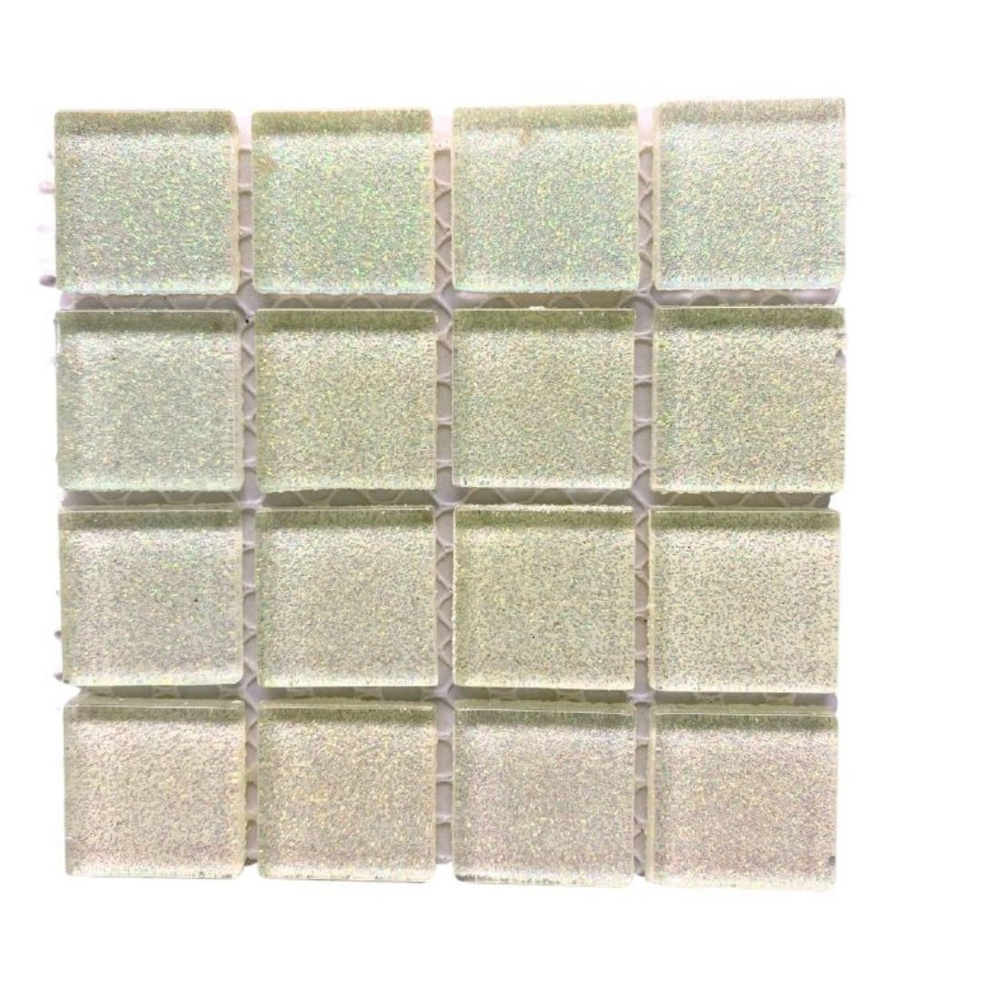 Mosaic Tiles - Single Sheet White Glitter 23x23mm