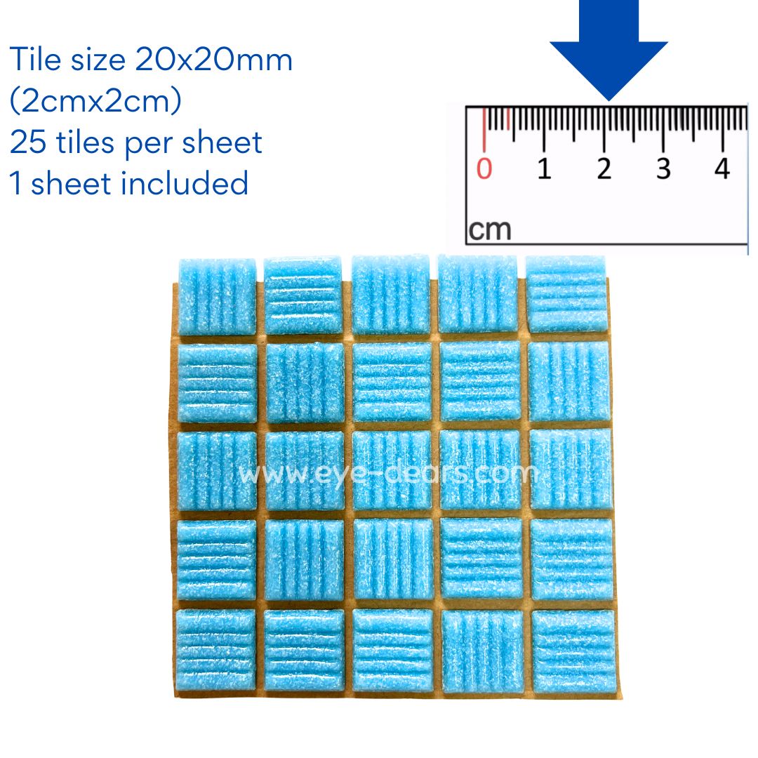 Mosaic Tiles - 10 x sheets of Turn on Texture - Baby Blue 20x20mm