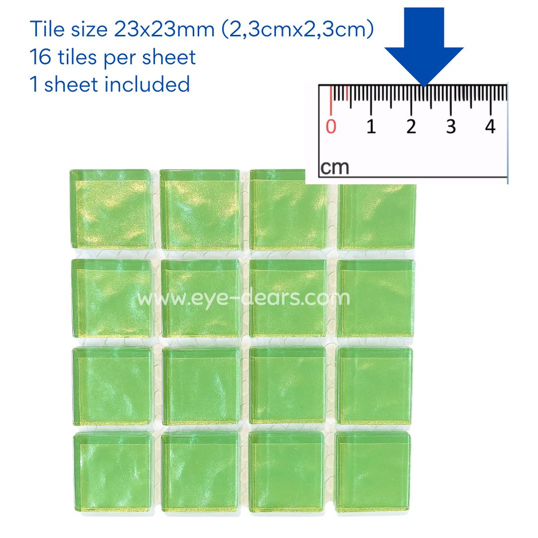 Mosaic Tiles - Single Sheet Crisp Apple Metallic Ripple 23x23mm