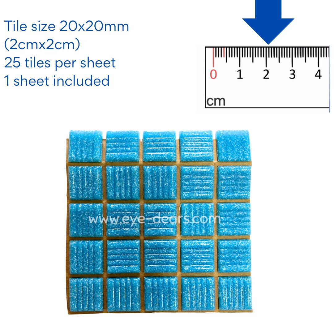 Mosaic Tiles - Single Sheet Turn on Texture - Capri Blue 20x20mm