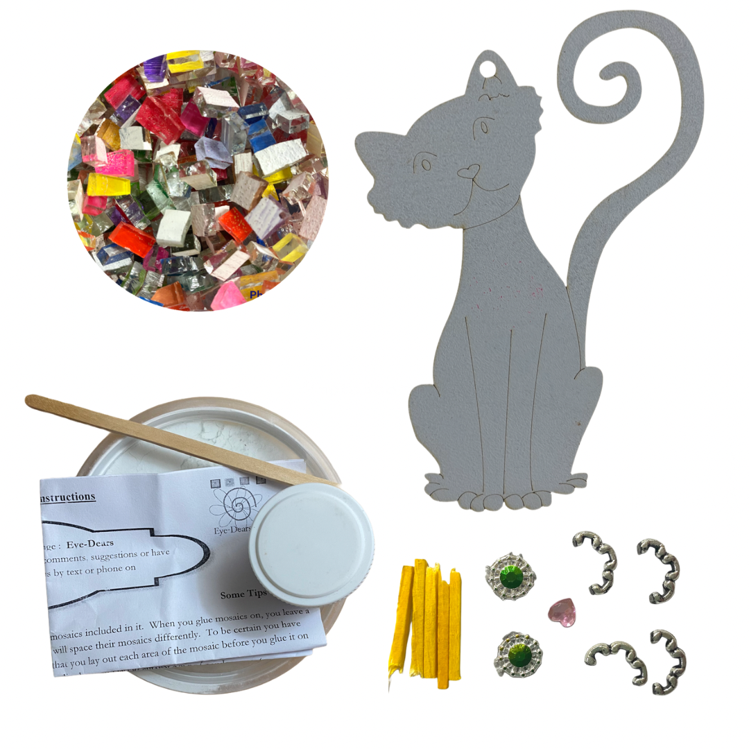 Mosaic Craft Kit with Magnet- Cat (Small)
