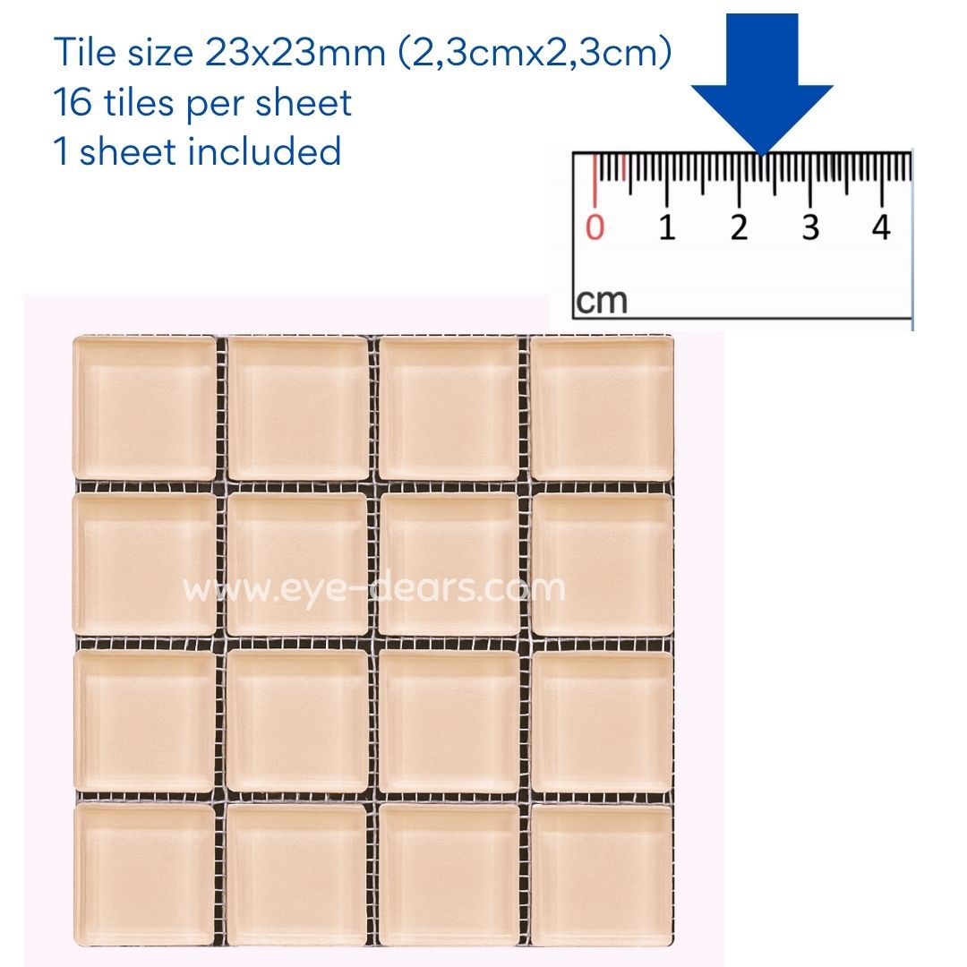 Mosaic Tiles - 10 x sheets of Oyster Cream Glass 23x23mm