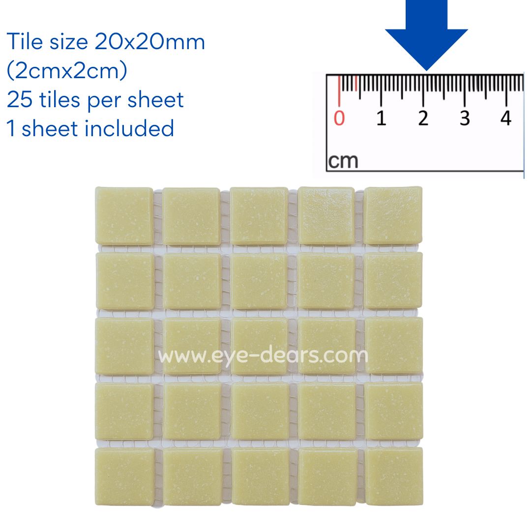 Mosaic Tiles - Single Sheet Matt Condensed Milk 20x20mm