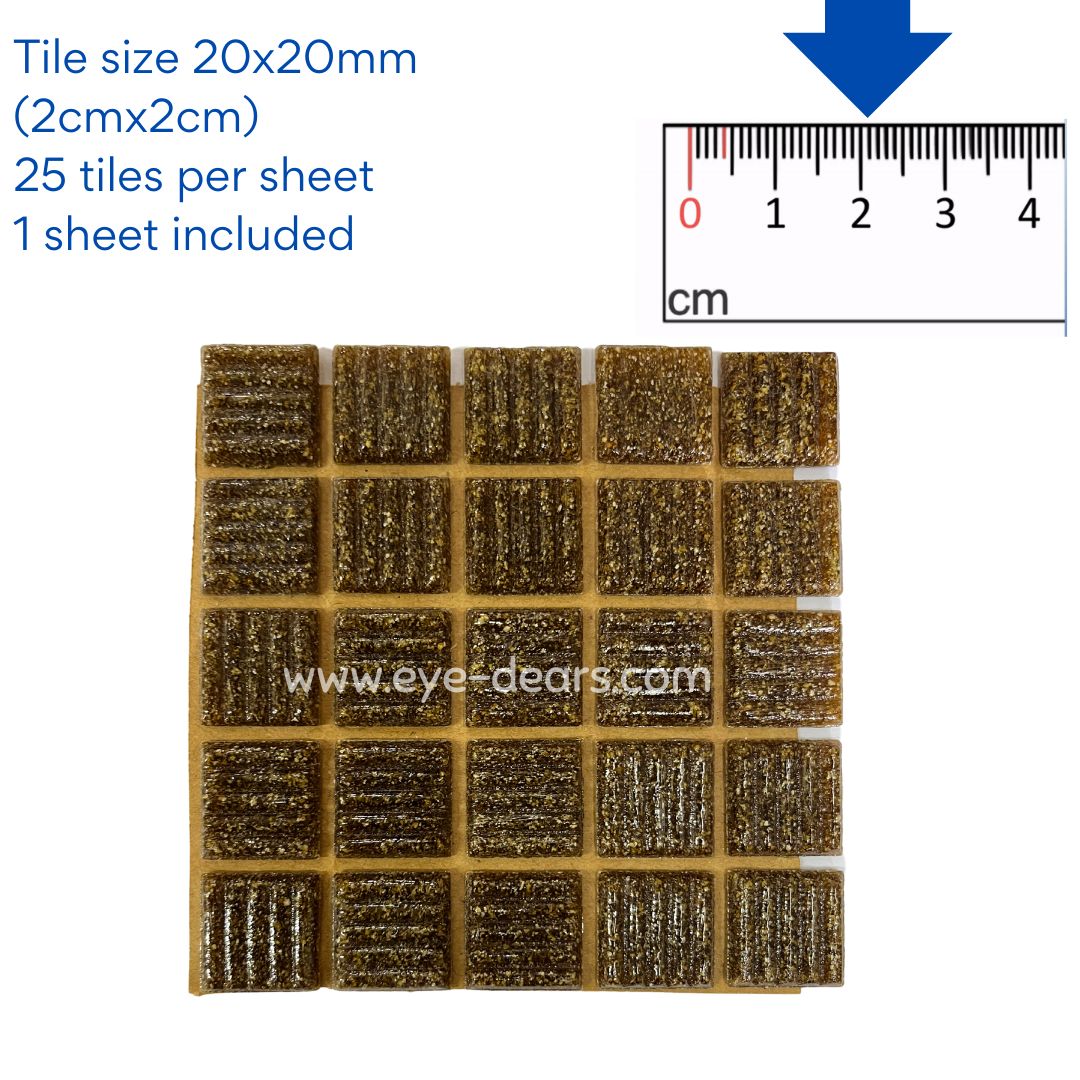 Mosaic Tiles - 10 x Craft Size Sheets of Turn on Texture - Tawny Brown 20x20mm