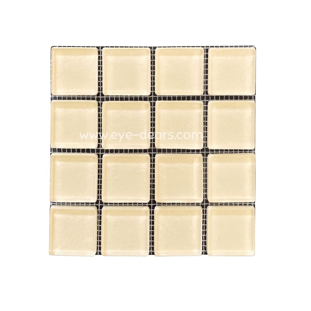 Mosaic Tiles - Single Sheet Condensed Milk Cream Glass 23x23mm