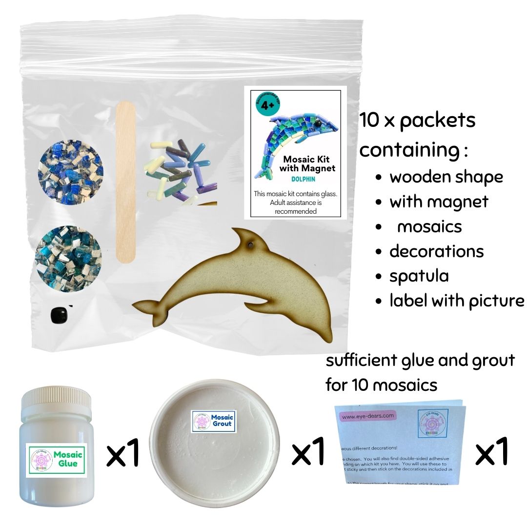 Mosaic Craft Kit with Magnet- Dolphin (Small)