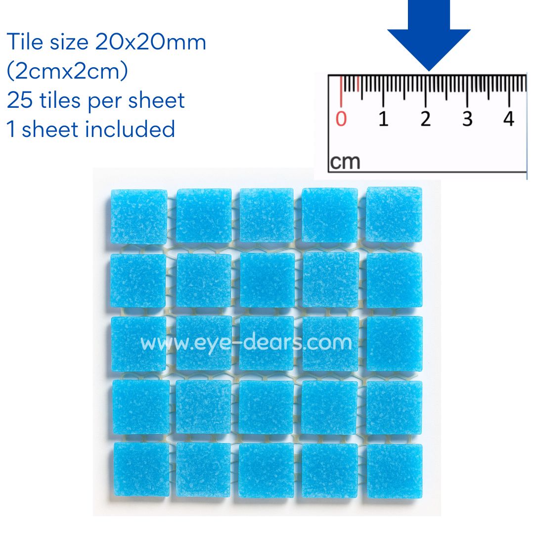 Mosaic Tiles - Single Sheet Matt Baby Blue 20x20mm