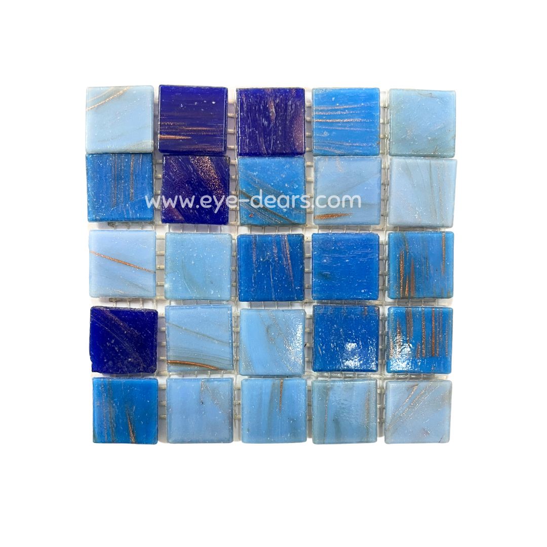 Mosaic Tiles - Single sheet of Gold Veined Blue Mix (small tiles for crafting)