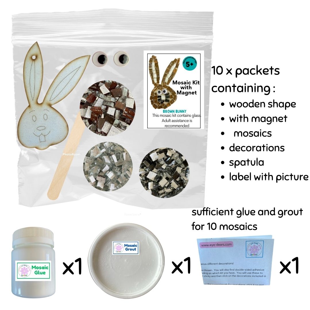 Mosaic Craft Kit with Magnet- Easter Bunny Brown (Small)