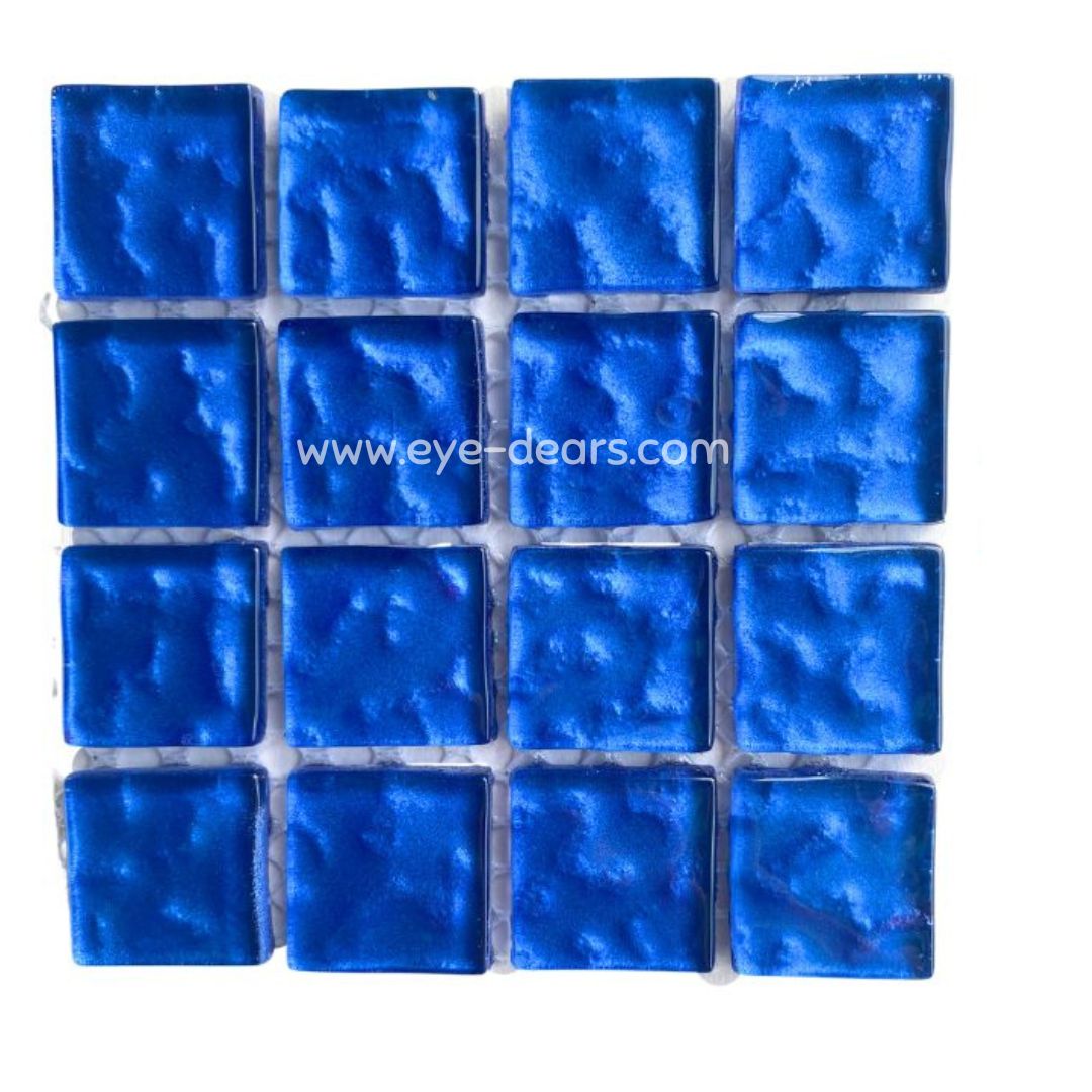 Mosaic Tiles - Single Sheet Royal Blue Metallic Ripple 23x23mm