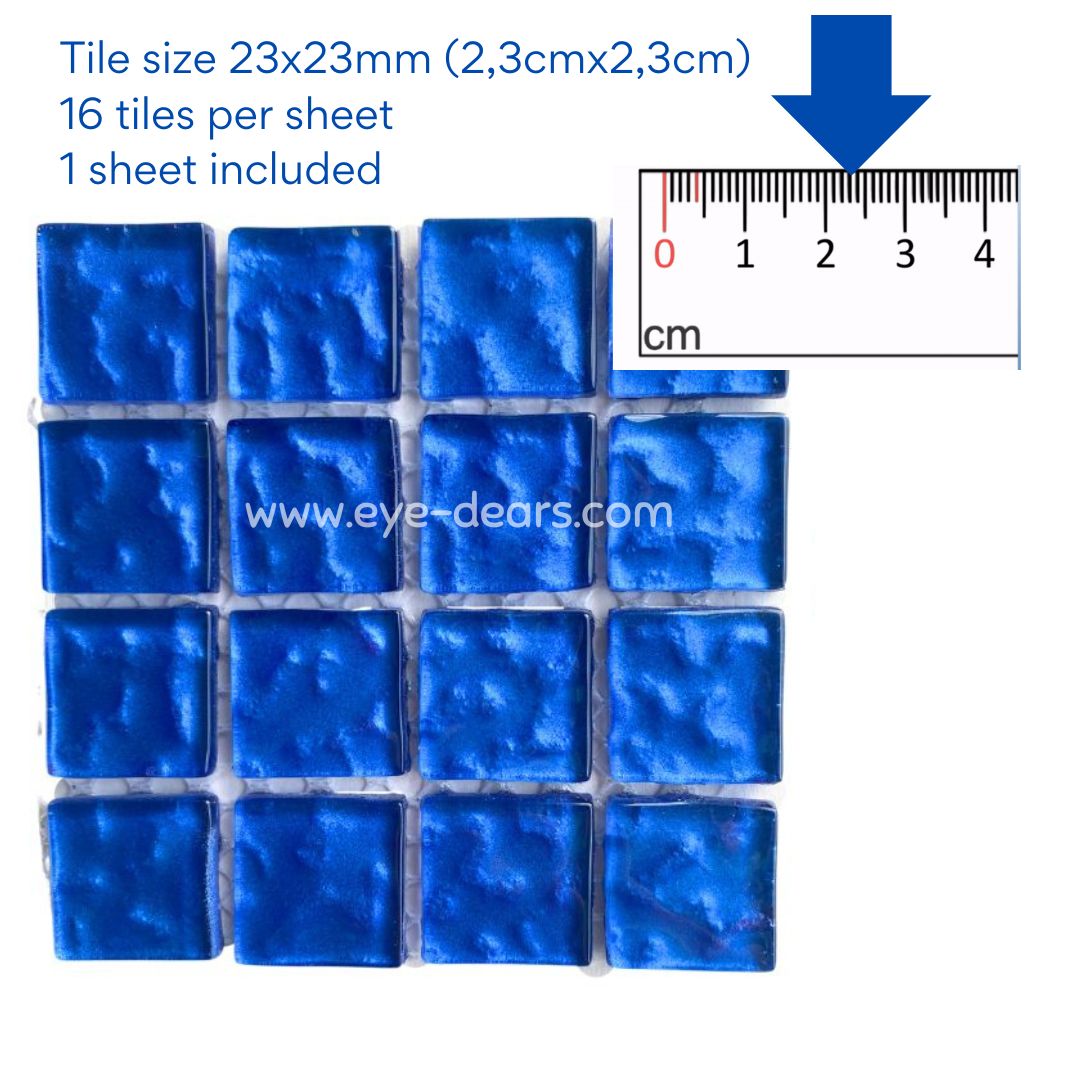 Mosaic Tiles - 10 x sheets of Royal Blue Metallic Ripple 23x23mm