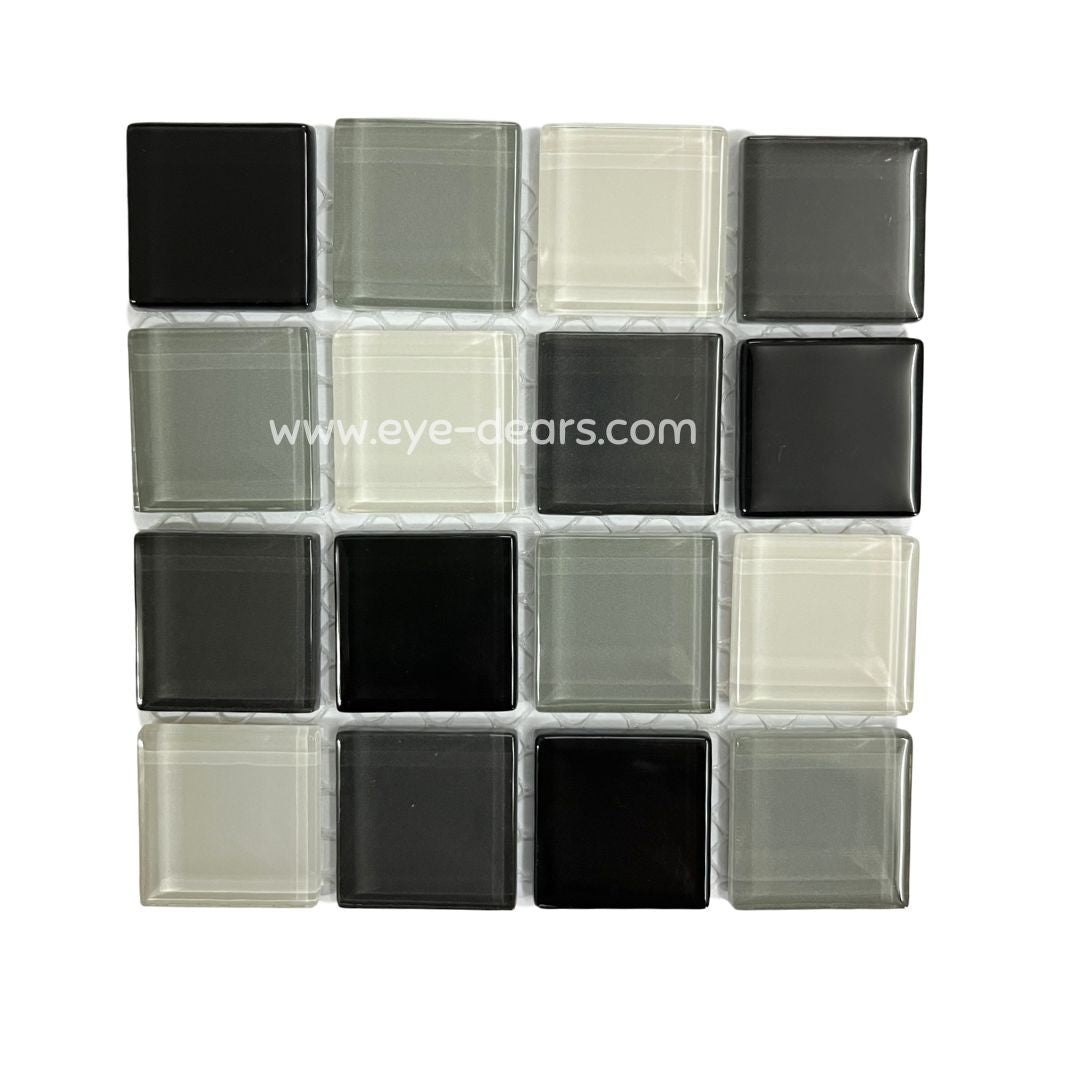Mosaic Tiles - 10 x Craft Size Sheets of Black & White Mix 23x23mm