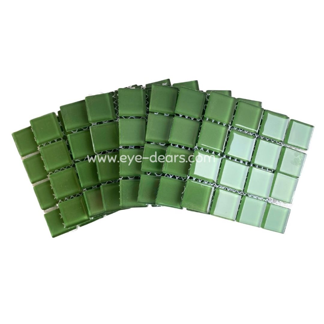 Mosaic Tiles - 10 x sheets of Forest Green Glass 23x23mm