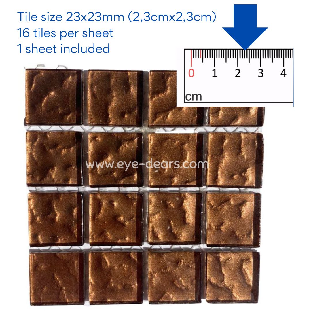 Mosaic Tiles - 10 x sheets of Warm Brown Metallic Ripple 23x23mm