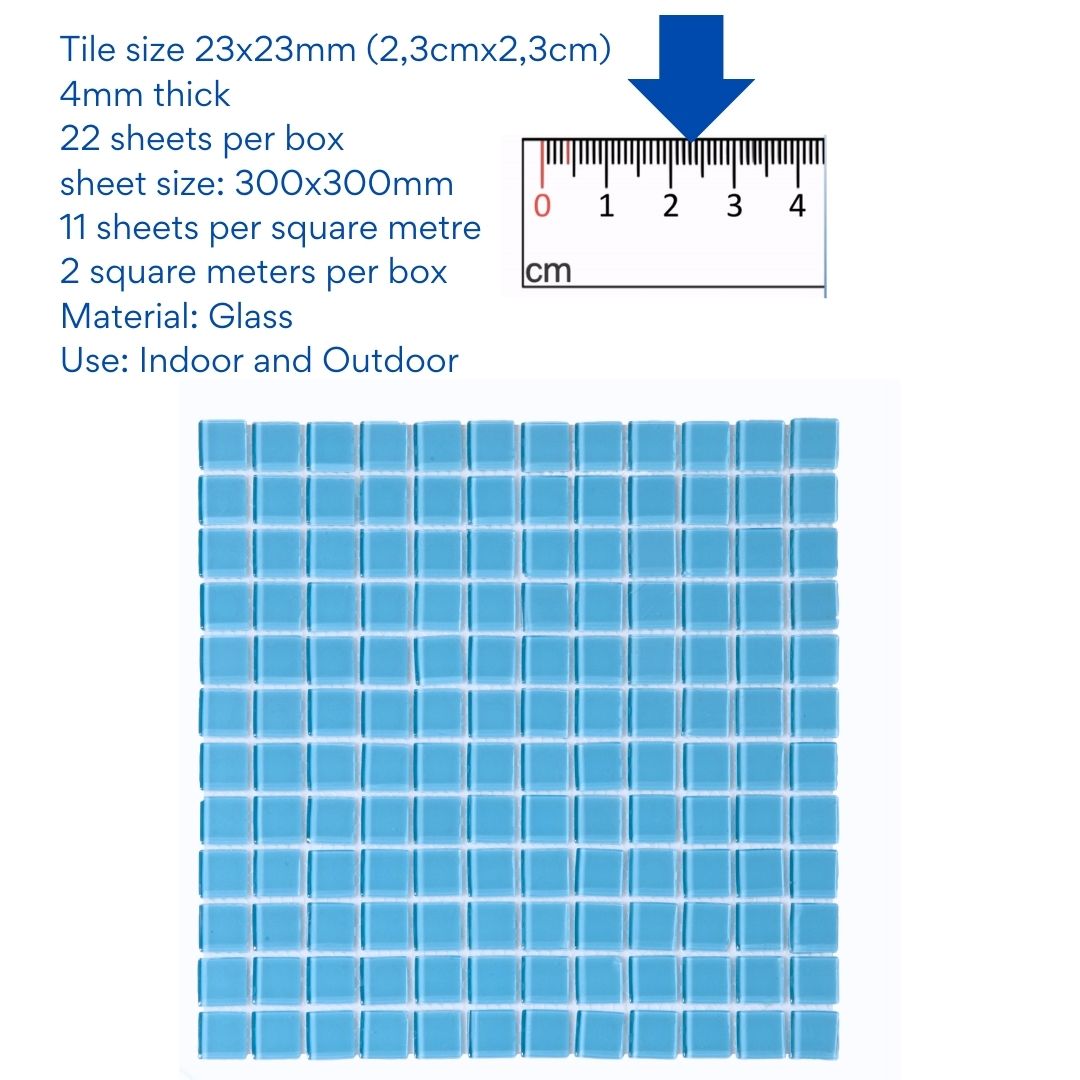 Decor Tiles - Baby Blue Glass 23x23mm
