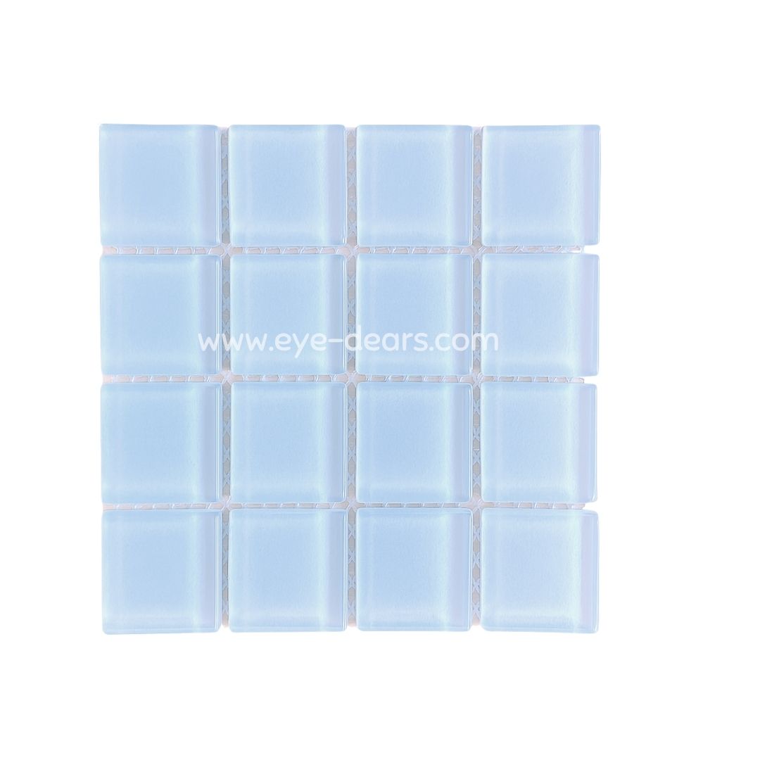 Mosaic Tiles - Single Sheet Pastel Blue Glass 23x23mm