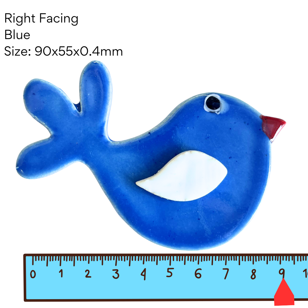 Bird 11 - Blue Right Facing Pottery Bird (90x55x0.4mm)