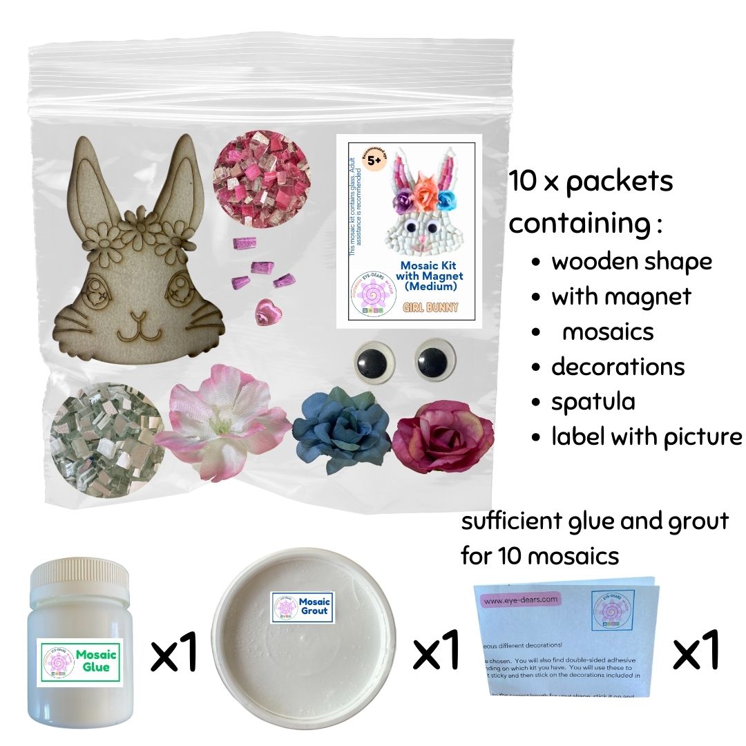 Mosaic Craft Kit with Magnet - Girl Bunny (Medium)