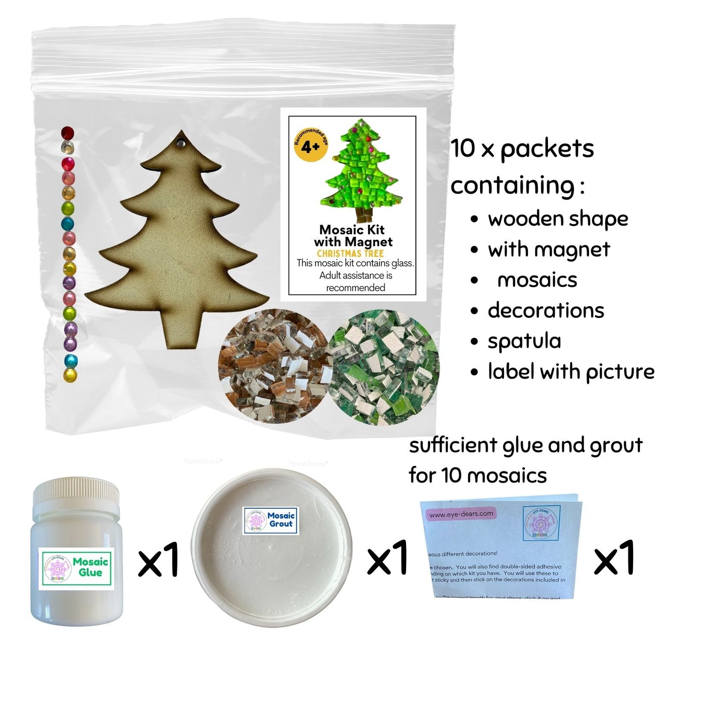 Mosaic Craft Kit with Magnet - Christmas Tree (Small)