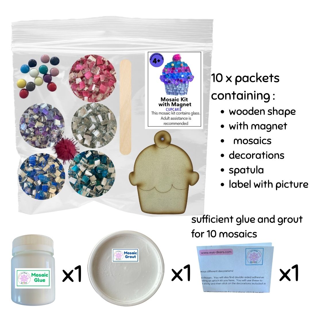 Mosaic Craft Kit with Magnet - Cupcake (Small)