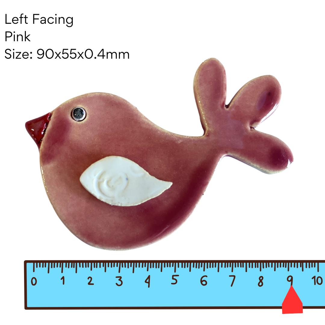 Bird 10 - Pink Left Facing Pottery Bird (90x55x0.4mm)