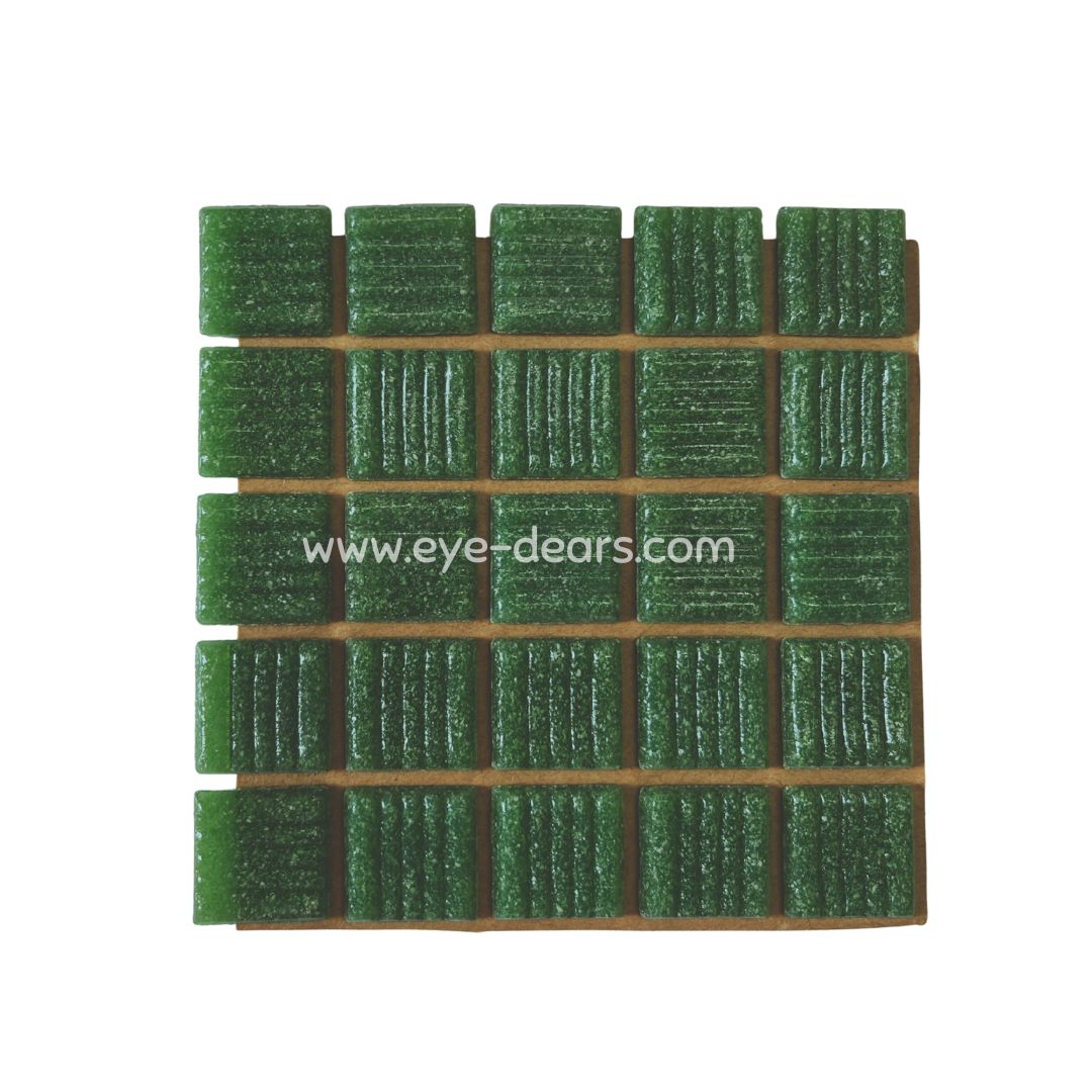Mosaic Tiles - 10 x Craft Size Sheets of Turn on Texture - Forest Green 20x20mm
