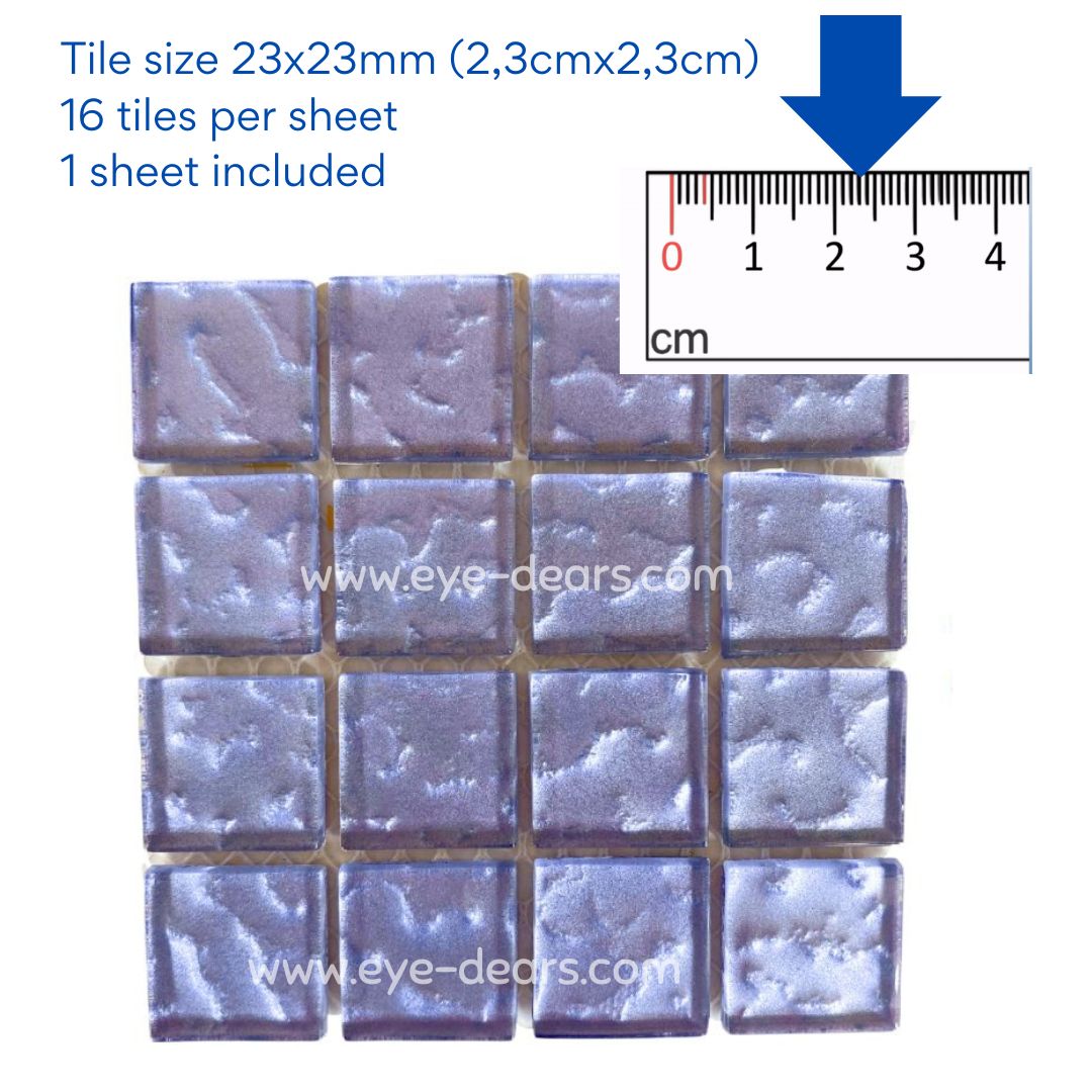 Mosaic Tiles - 10 x sheets of Lilac Metallic Ripple 23x23mm