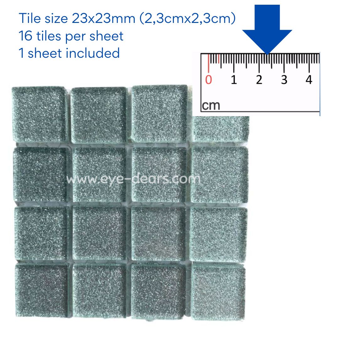 Mosaic Tiles - 10 x sheets of Silver Glitter 23x23mm
