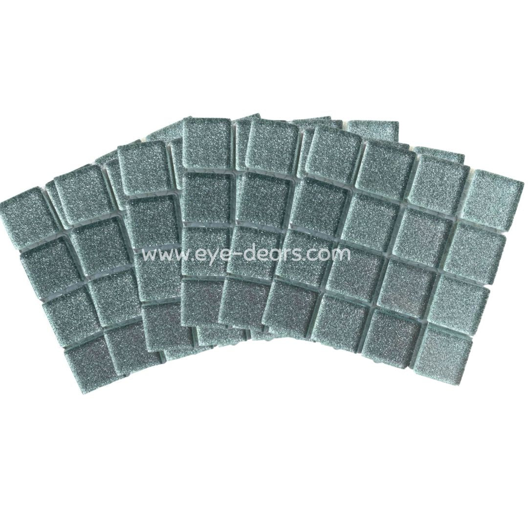 Mosaic Tiles - 10 x sheets of Silver Glitter 23x23mm