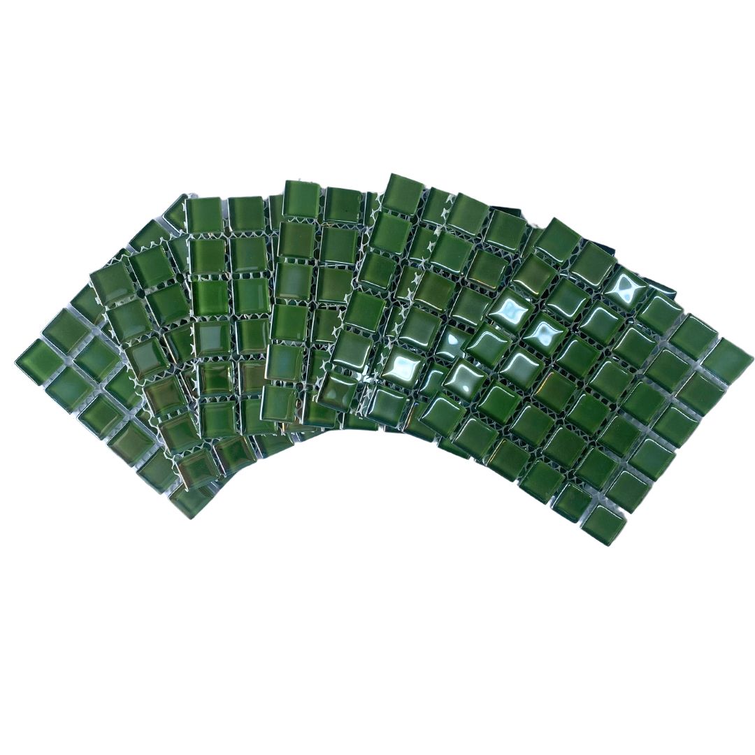 Mosaic Tiles - 10x sheets of Fern Green Pearl 15x15mm